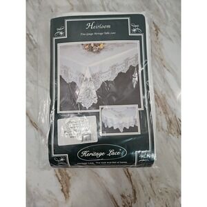 Heritage Lace HL-70108RW 70 x 108 in. White Heirloom‎ Tablecloth Fine Gauge